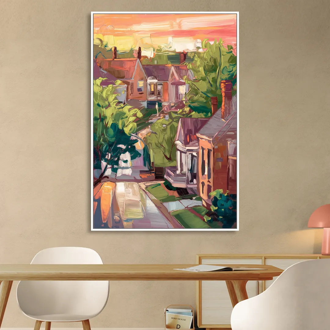 Springfield Neighborhood Charm Living Room - White Canvas Wall Art