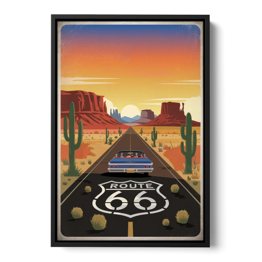 Springfield Route 66 - Black Framed Canvas Wall Art - Front