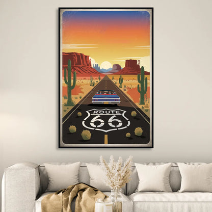 Springfield Route 66 Living Room - Black Canvas Wall Art