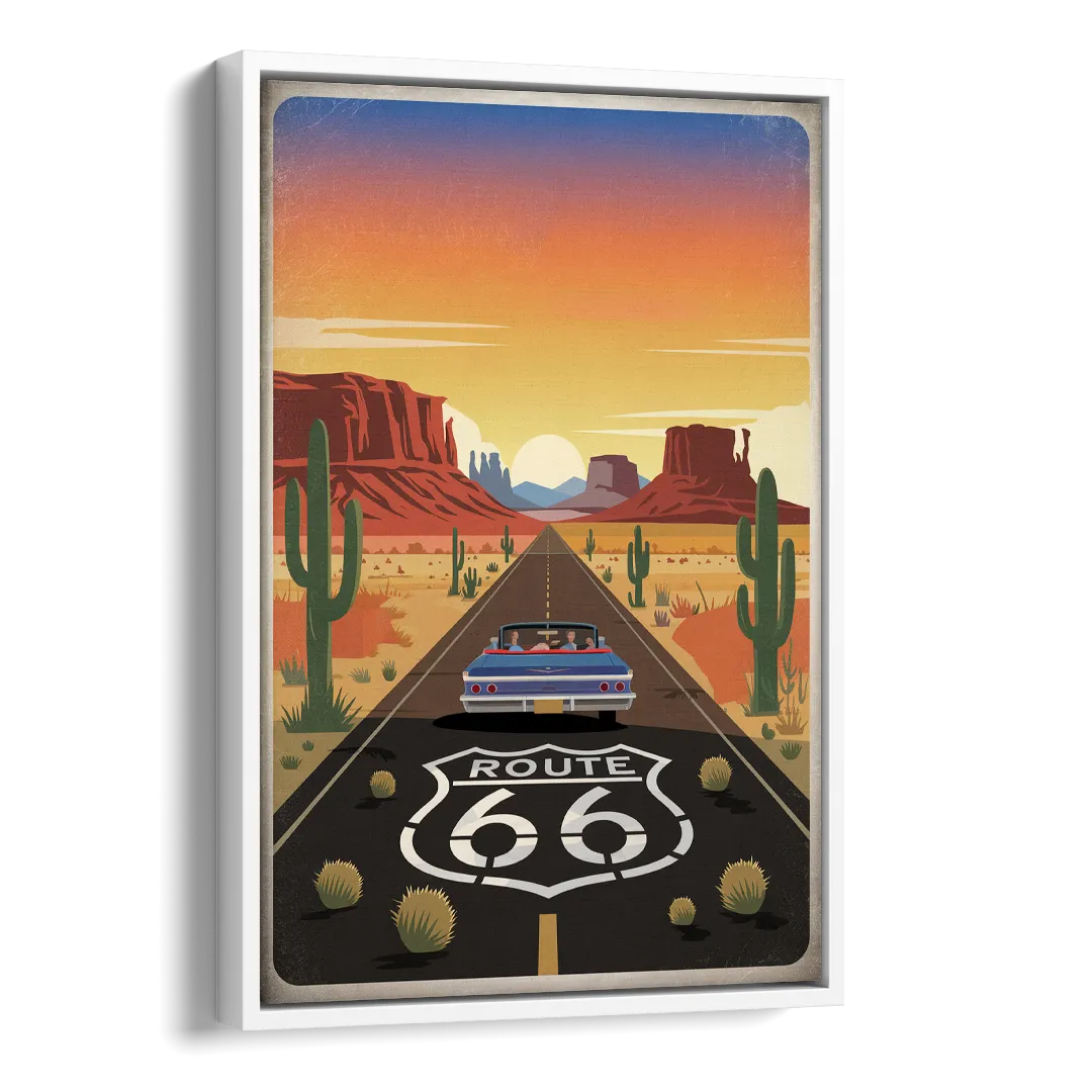 Springfield Route 66 Side - White Canvas Wall Art