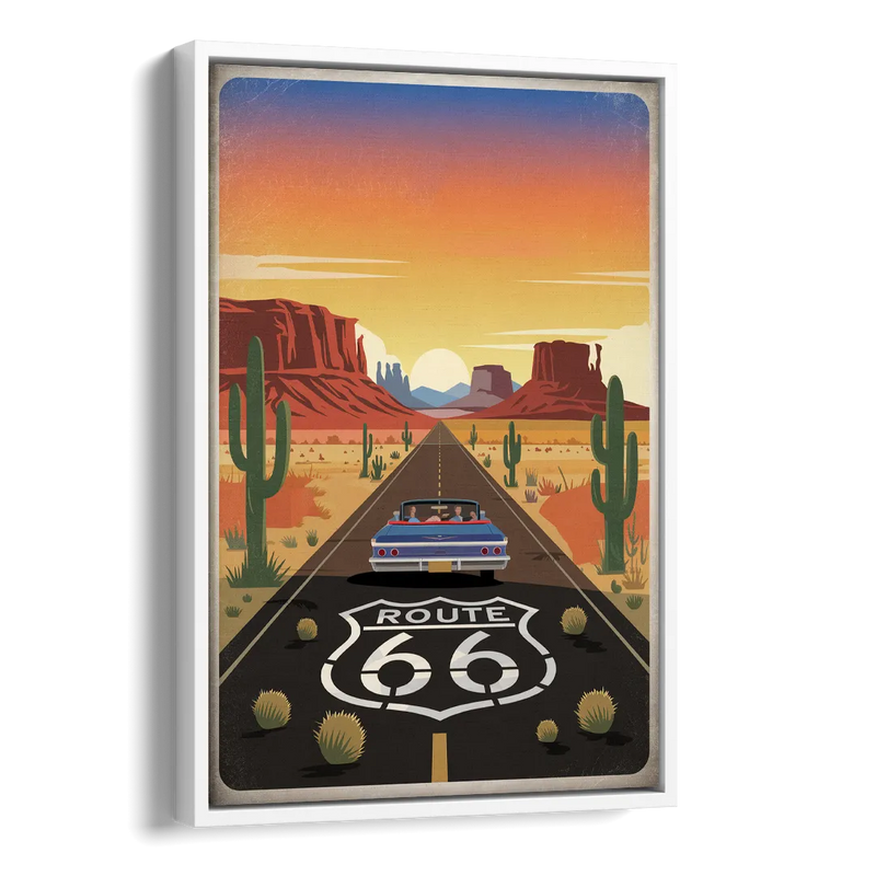 Springfield Route 66 Side - White Canvas Wall Art