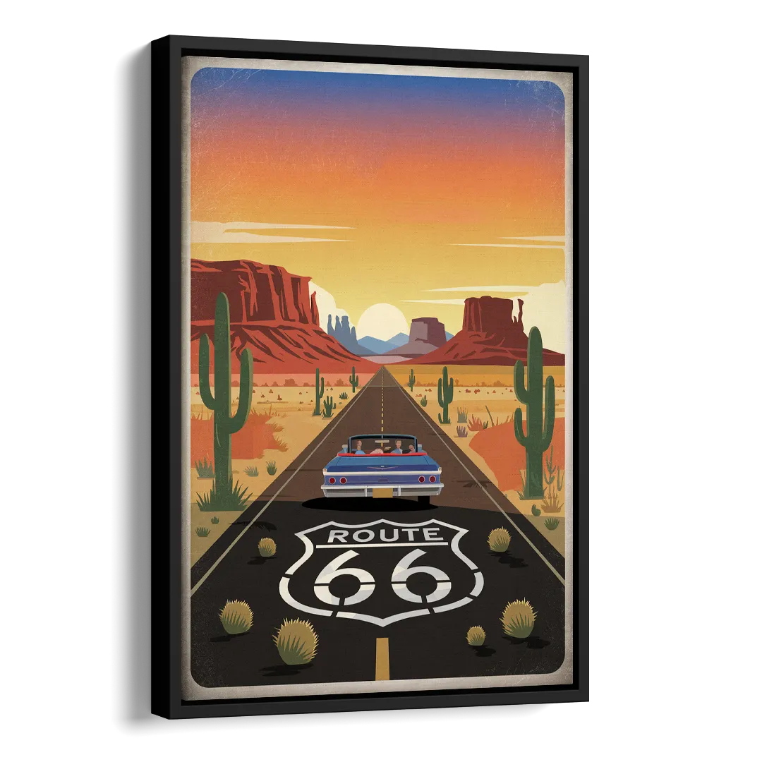 Springfield Route 66 Side - Black Canvas Wall Art
