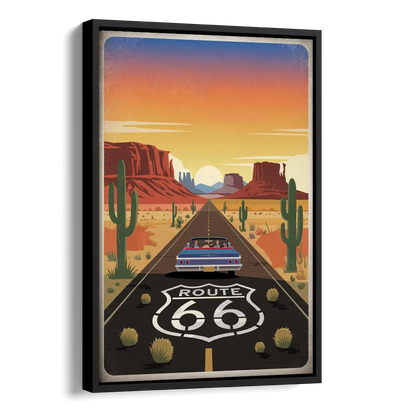 Springfield Route 66 Side - Black Canvas Wall Art