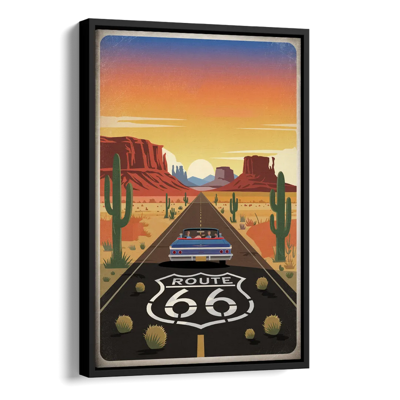 Springfield Route 66 Side - Black Canvas Wall Art