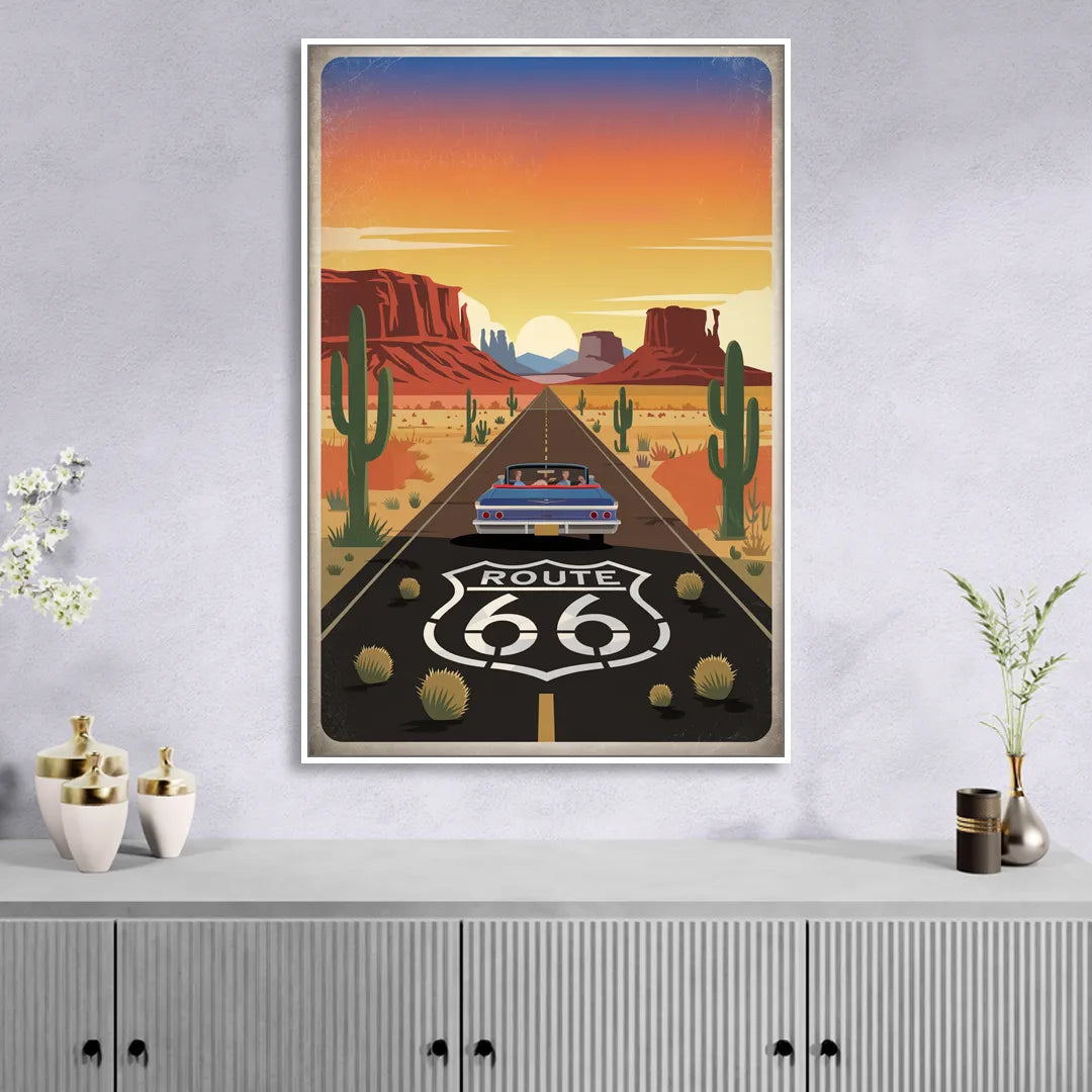 Springfield Route 66 Living Room - White Canvas Wall Art
