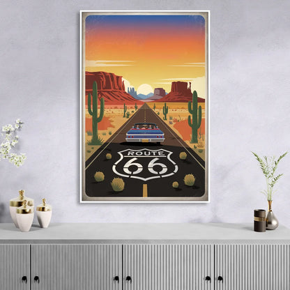 Springfield Route 66 Living Room - White Canvas Wall Art