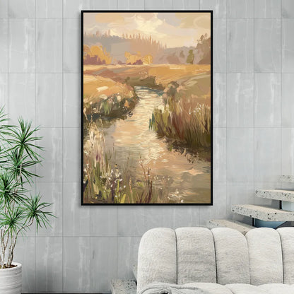 Springfield Scenic River View Sitting Room - Black Canvas Wall Art