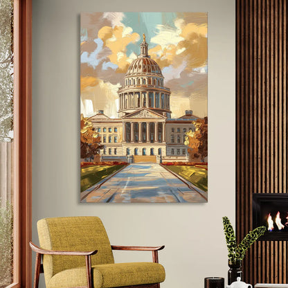 Springfield State Capitol Living Room - Canvas Wall Art