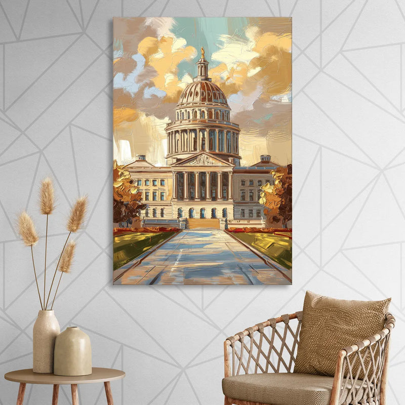 Springfield State Capitol Sitting Room - Canvas Wall Art