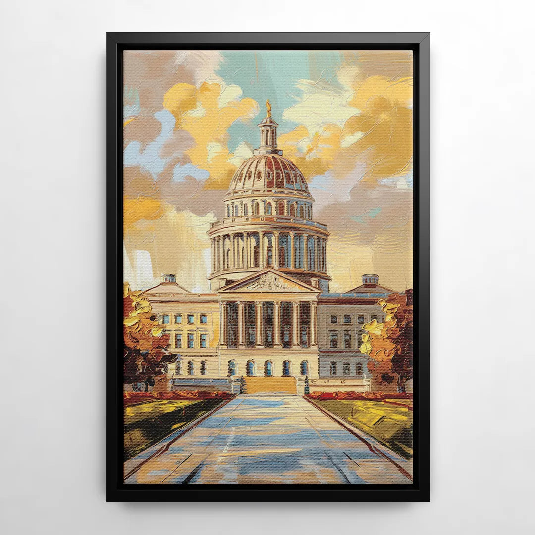 Springfield State Capitol - Black Frame Canvas