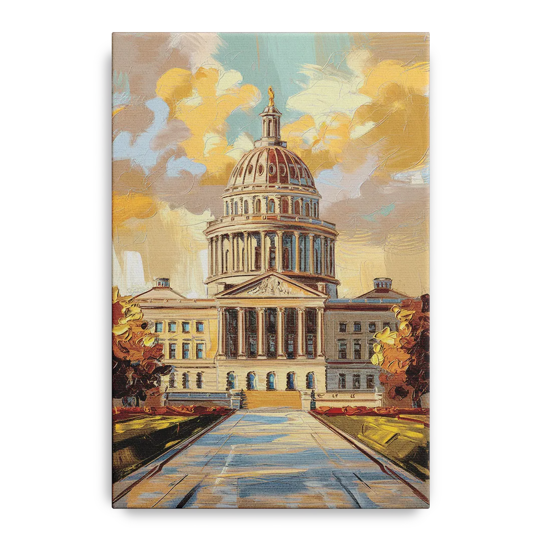 Springfield State Capitol Front - Canvas Wall Art