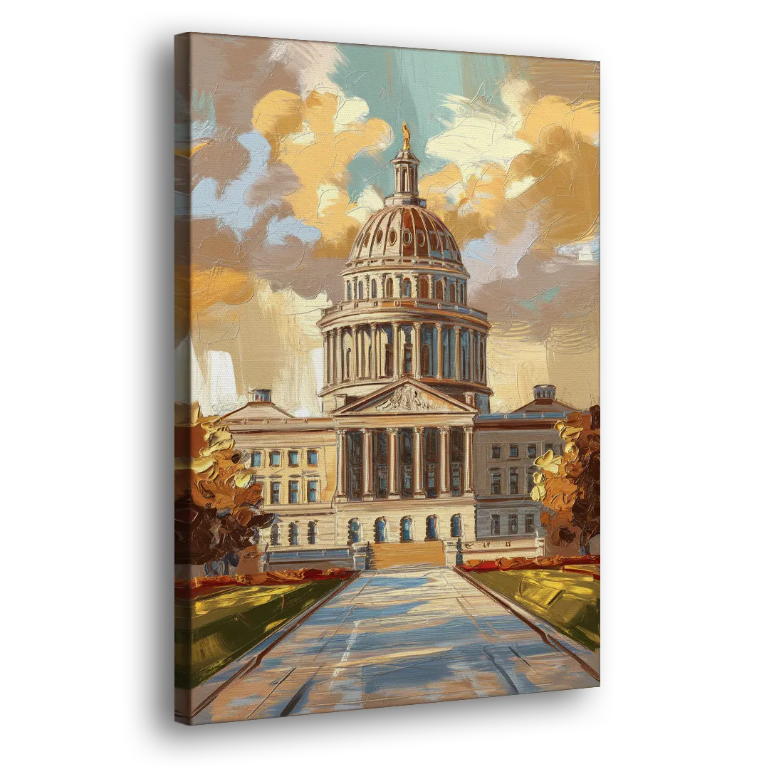 Springfield State Capitol Side - Canvas Wall Art