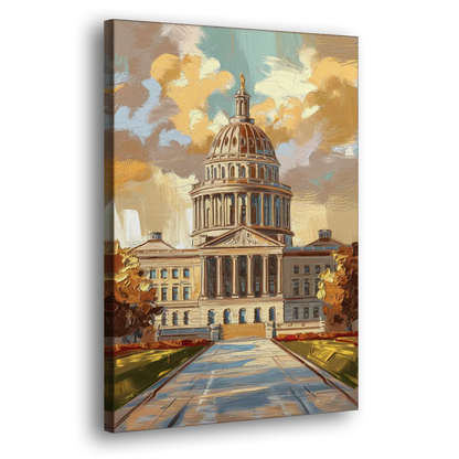 Springfield State Capitol Side - Canvas Wall Art