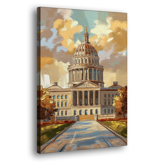 Springfield State Capitol Side - Canvas Wall Art