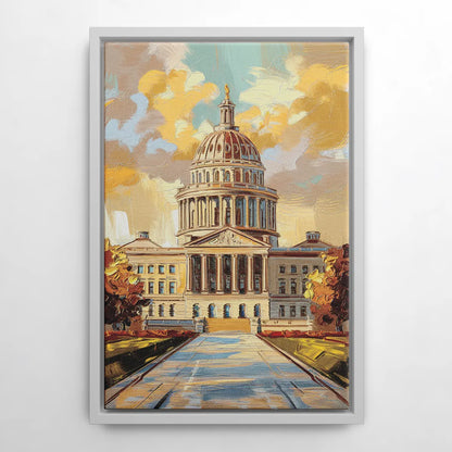 Springfield State Capitol - White Frame Canvas