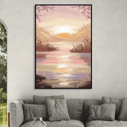 Springfield Sunrise Landscape Sitting Room - Black Canvas Wall Art