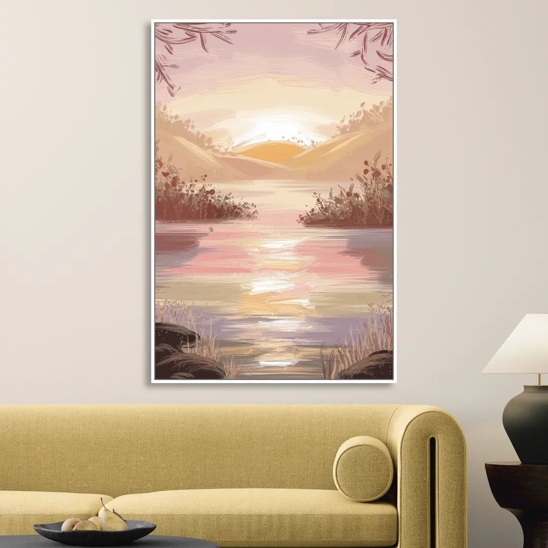Springfield Sunrise Landscape Sitting Room - White Canvas Wall Art