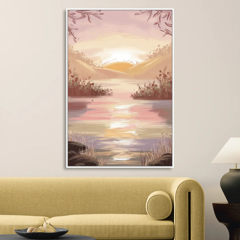 Springfield Sunrise Landscape Sitting Room - White Canvas Wall Art