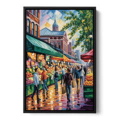 St Lawrence Market Scene - Black Framed Canvas Wall Art - Front