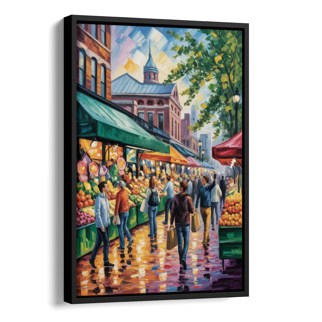 St Lawrence Market Scene Side - Black Canvas Wall Art