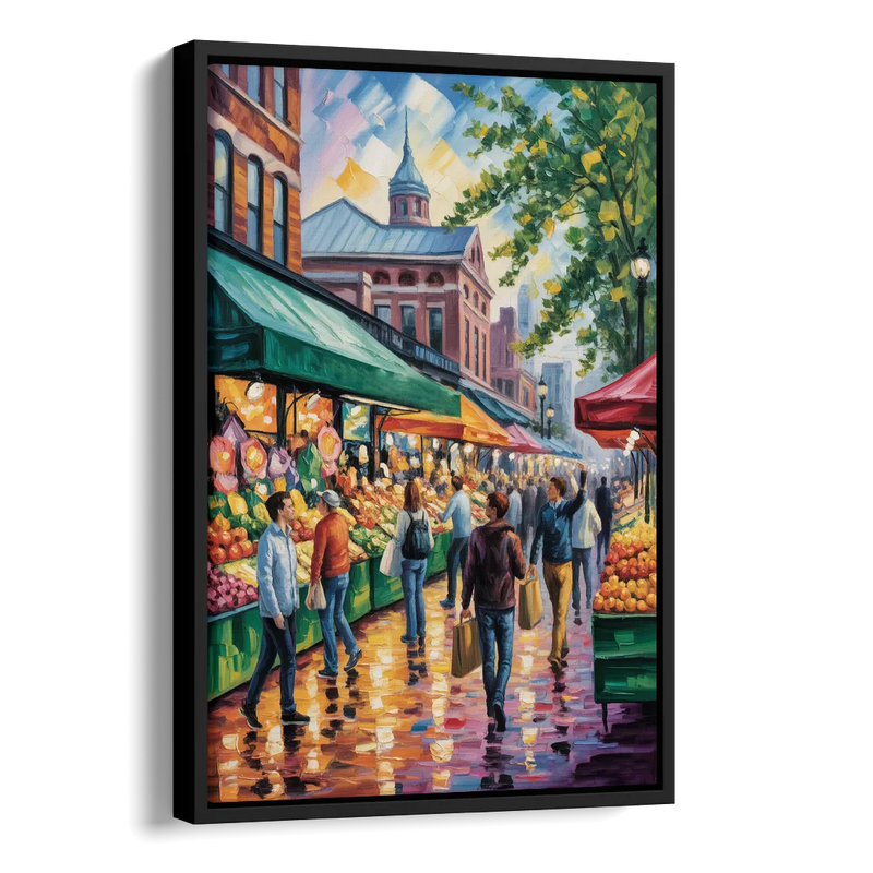 St Lawrence Market Scene Side - Black Canvas Wall Art