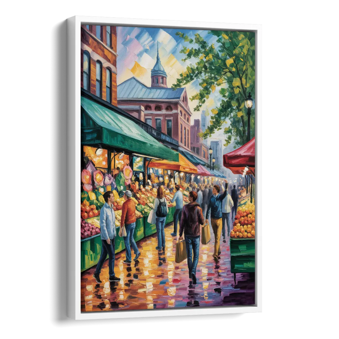 St Lawrence Market Scene Side - White Canvas Wall Art