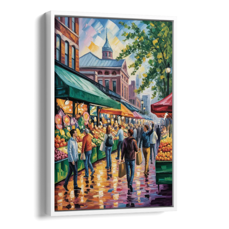 St Lawrence Market Scene Side - White Canvas Wall Art