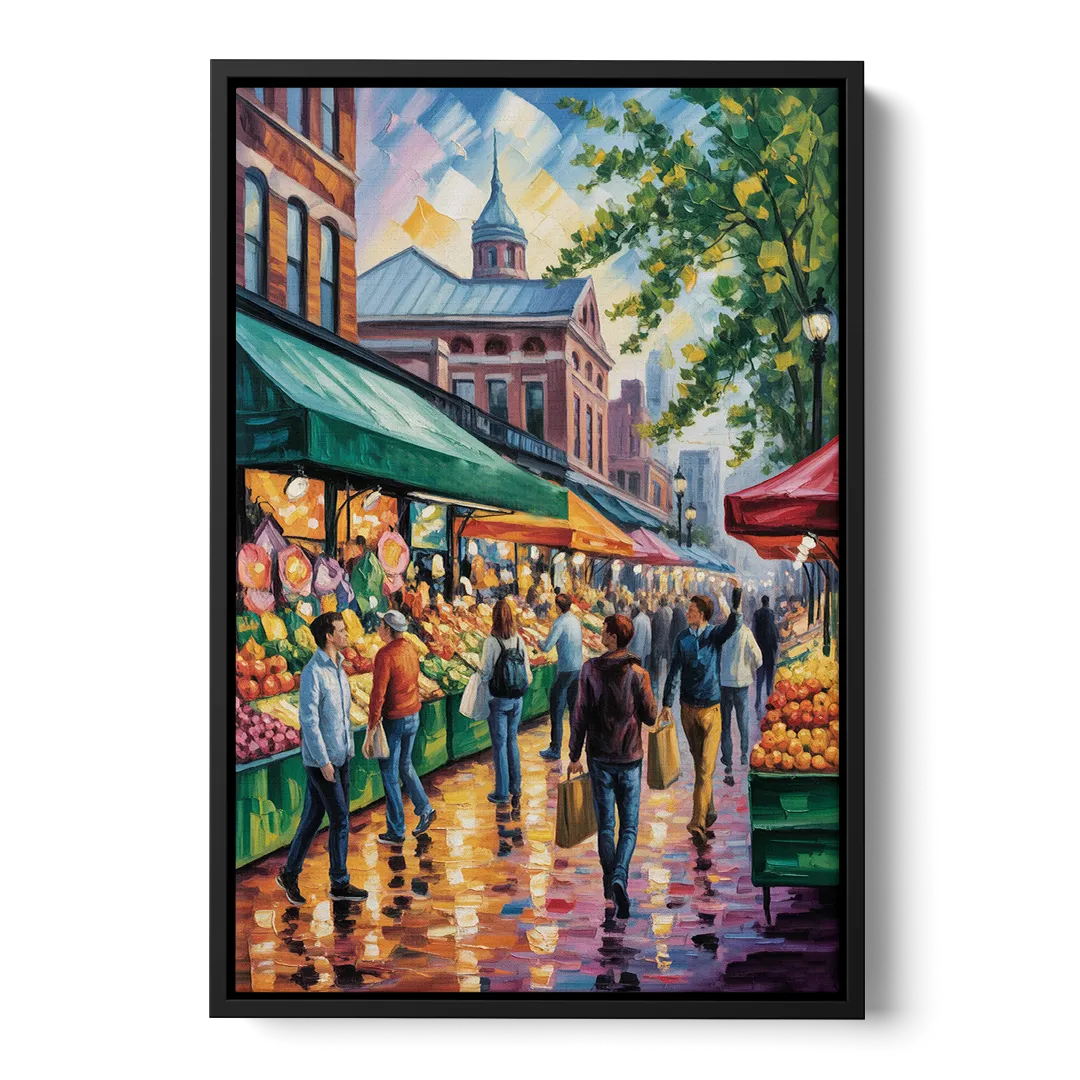 St Lawrence Market Scene Front - Black Canvas Wall Art