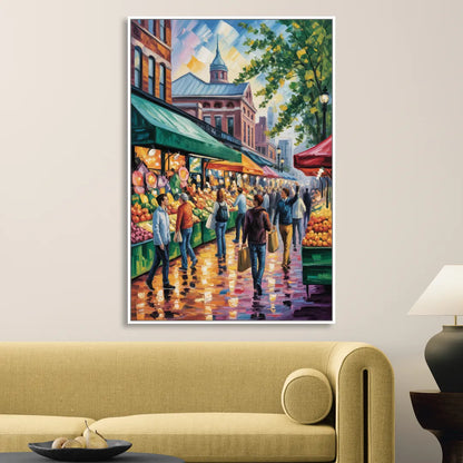 St Lawrence Market Scene Living Room - White Canvas Wall Art