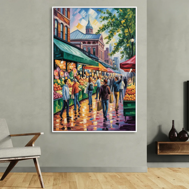 St Lawrence Market Scene Sitting Room - White Canvas Wall Art