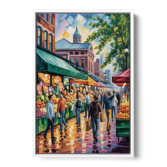 St Lawrence Market Scene - White Framed Canvas Wall Art - Front