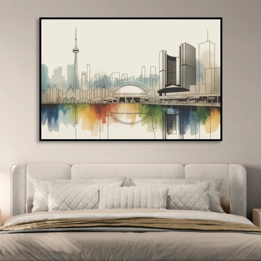 St Lawrence Skyline Market Scene Sitting Room - Black Canvas Wall Art