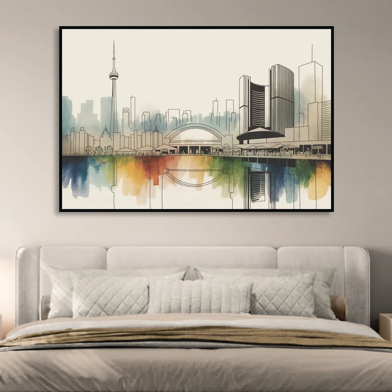 St Lawrence Skyline Market Scene Sitting Room - Black Canvas Wall Art