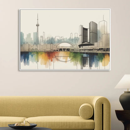St Lawrence Skyline Market Scene Living Room - White Canvas Wall Art