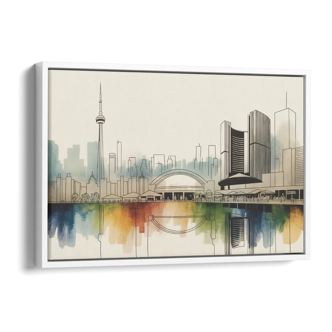 St Lawrence Skyline Market Scene Side - White Canvas Wall Art