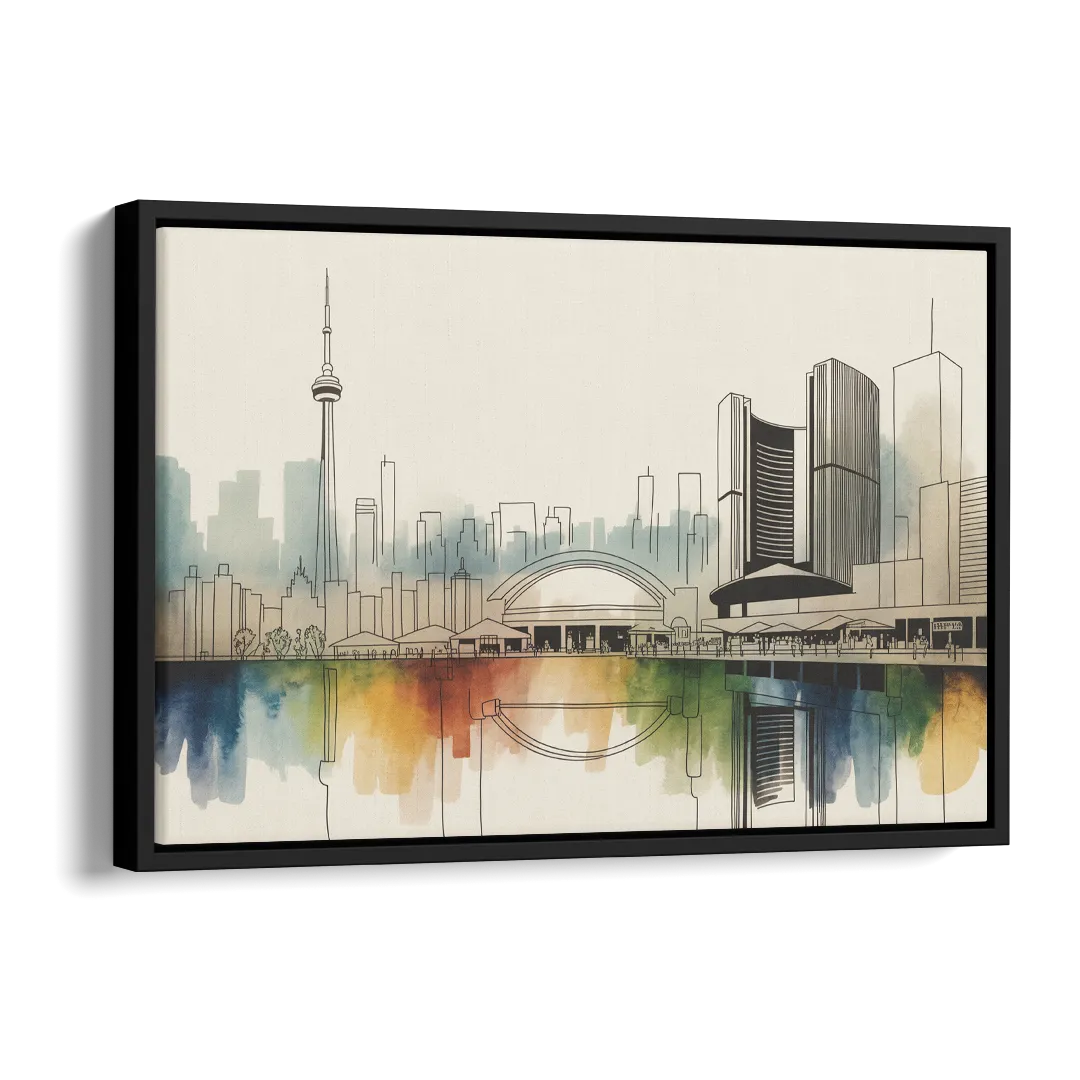 St Lawrence Skyline Market Scene Side - Black Canvas Wall Art