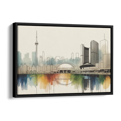 St Lawrence Skyline Market Scene Side - Black Canvas Wall Art