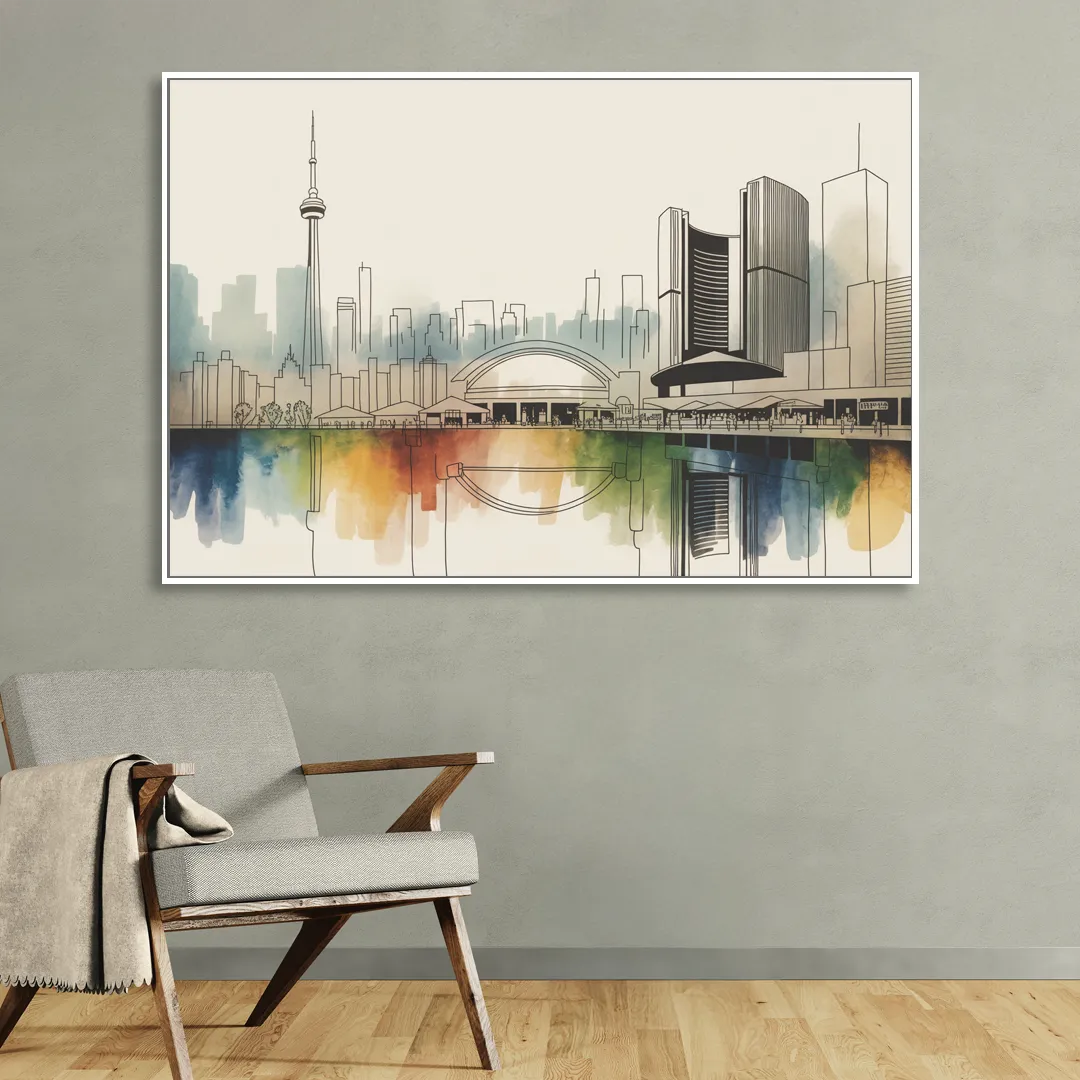 St Lawrence Skyline Market Scene Sitting Room - White Canvas Wall Art