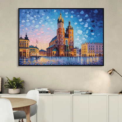 St. Mary's Basilica Living Room - Black Canvas Wall Art
