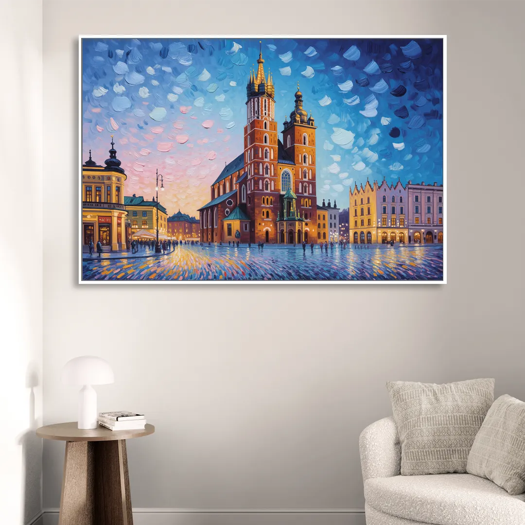 St. Mary's Basilica Living Room - White Canvas Wall Art