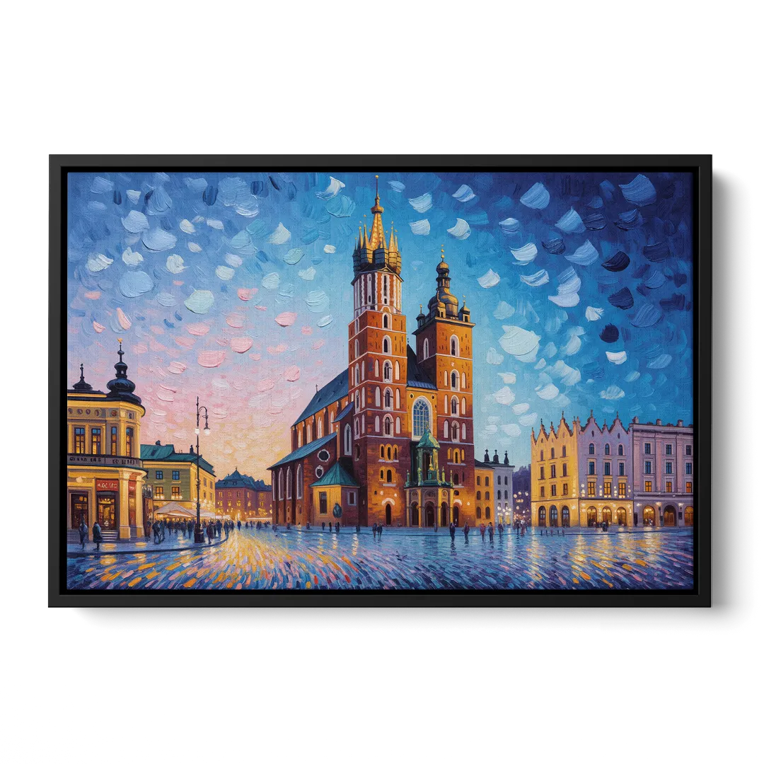 St. Mary's Basilica Front - Black Canvas Wall Art