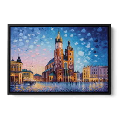 St. Mary's Basilica Front - Black Canvas Wall Art