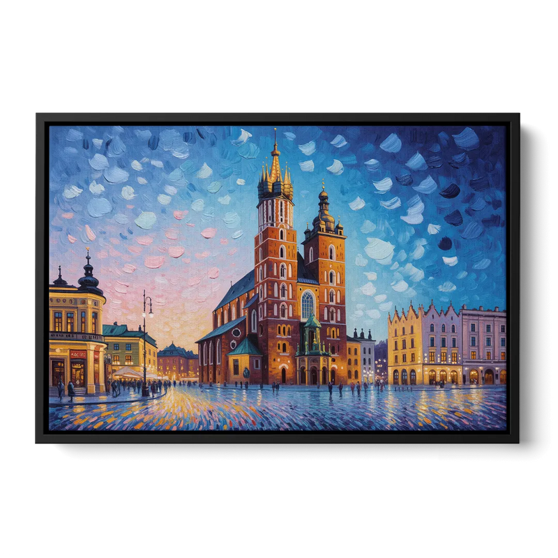 St. Mary's Basilica Front - Black Canvas Wall Art