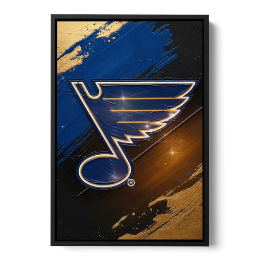 St. Louis Blues Hockey Theme - Black Framed Canvas Wall Art - Front