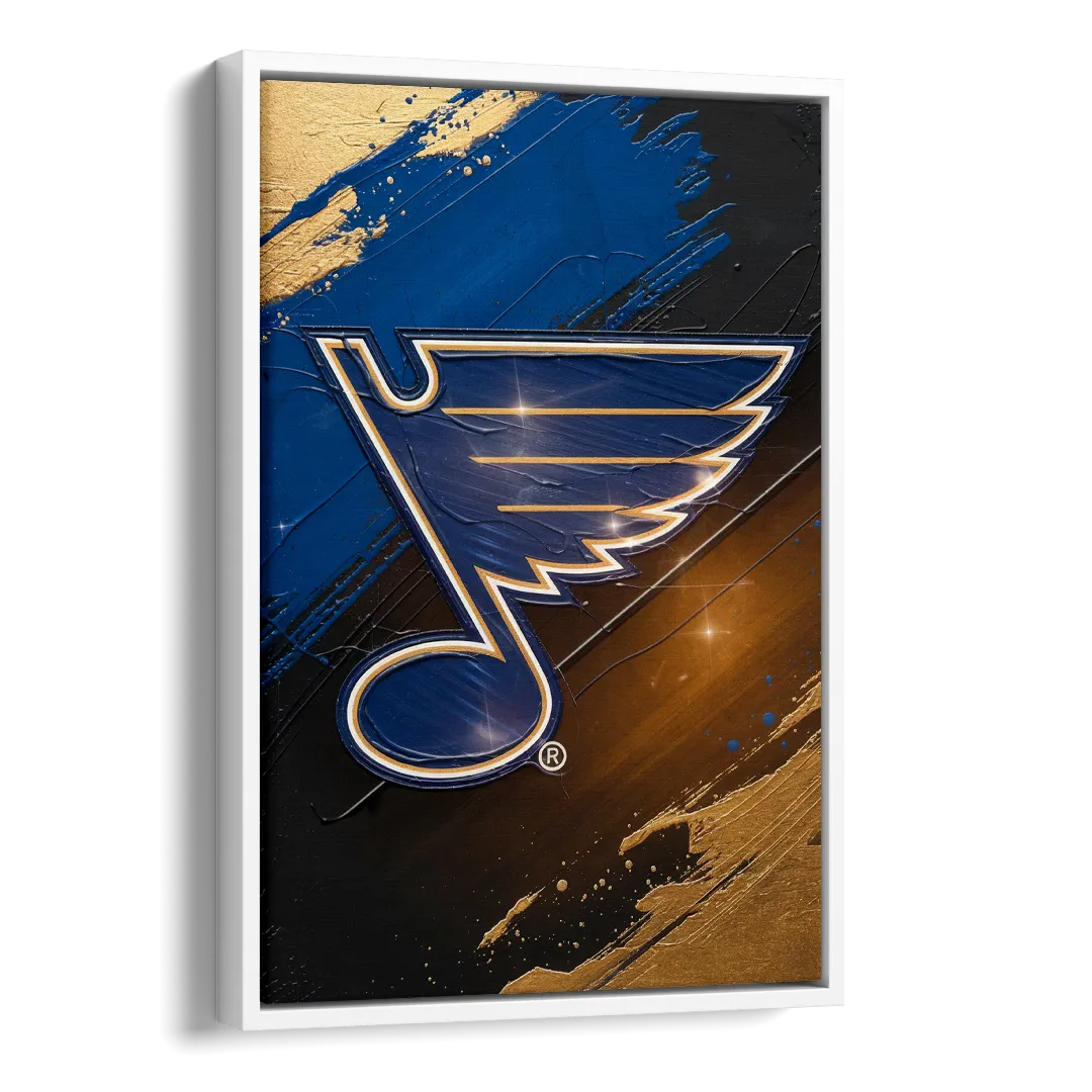 St. Louis Blues Hockey Theme Side - White Canvas Wall Art