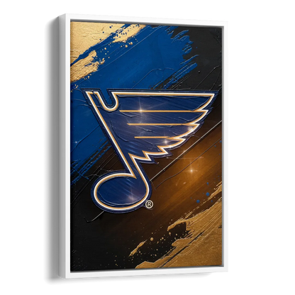 St. Louis Blues Hockey Theme Side - White Canvas Wall Art