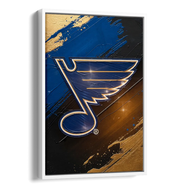 St. Louis Blues Hockey Theme Side - White Canvas Wall Art