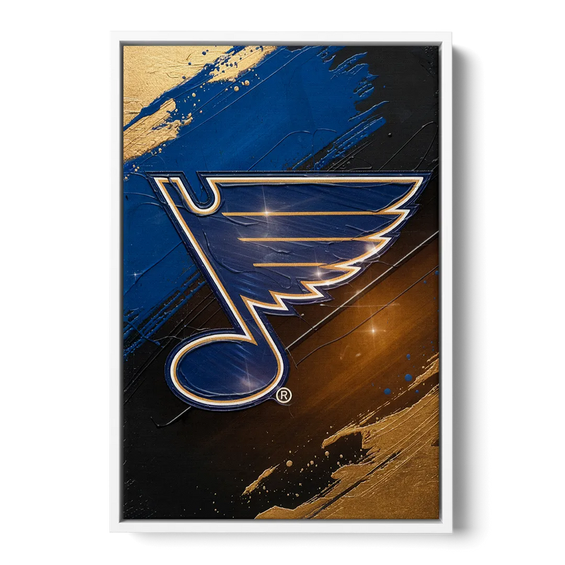 St. Louis Blues Hockey Theme Front - White Canvas Wall Art