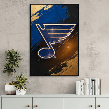 St. Louis Blues Hockey Theme Sitting Room - Black Canvas Wall Art