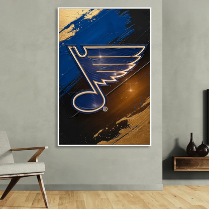 St. Louis Blues Hockey Theme Living Room - White Canvas Wall Art